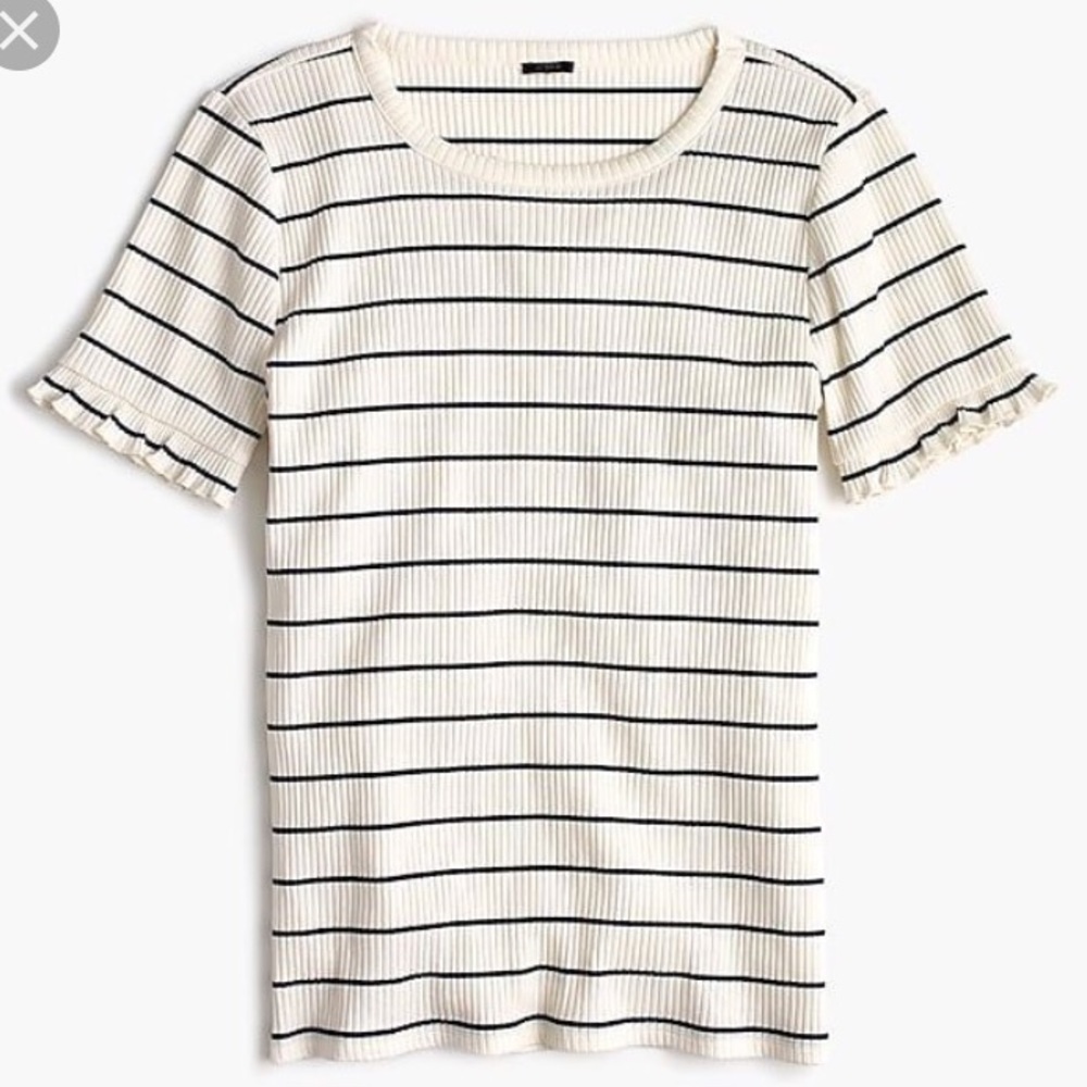 J Crew Stripped Ruffle Tee
